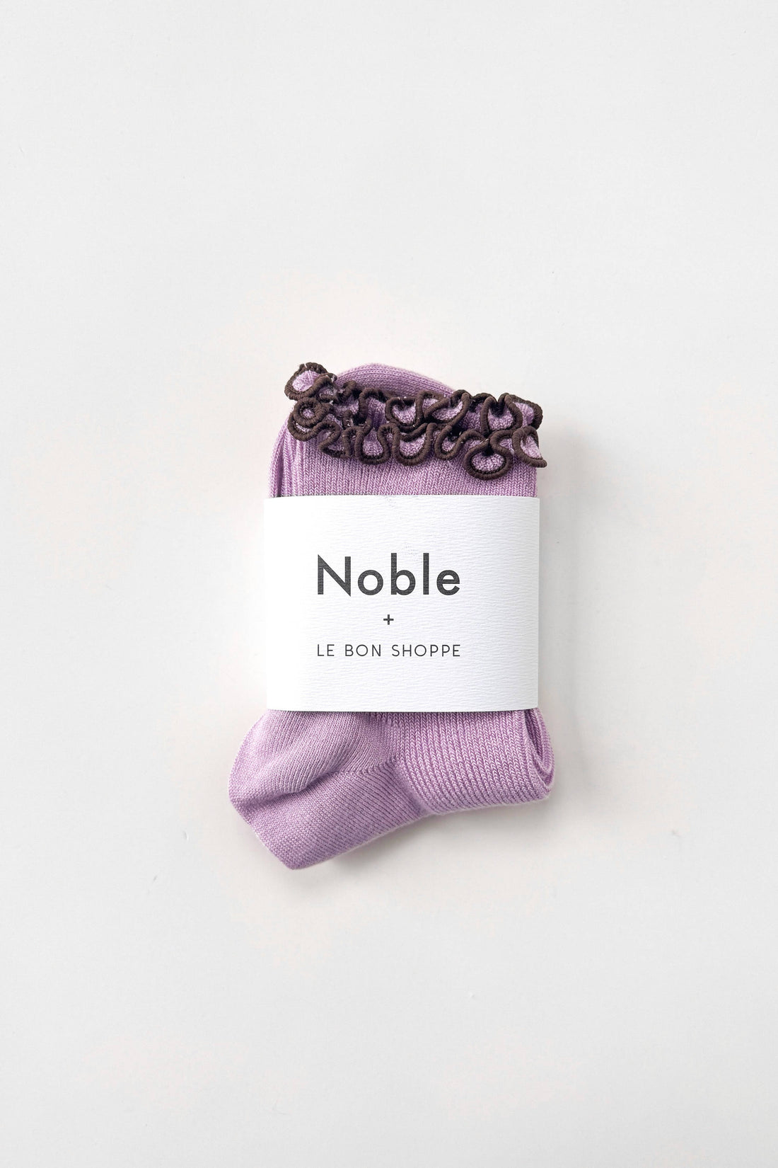 Petite Ruffled Modal Socks - Lilac + Brown