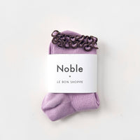 Petite Ruffled Modal Socks - Lilac + Brown