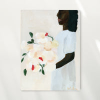A Woman And Her Flowers Art Print