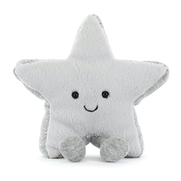 Silver Star-shaped plush toy with a smiley face by jellycat