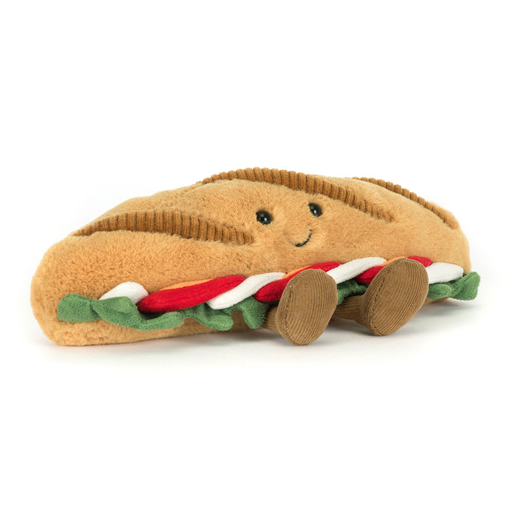 plush toy shaped like a caprese baguette jellycat