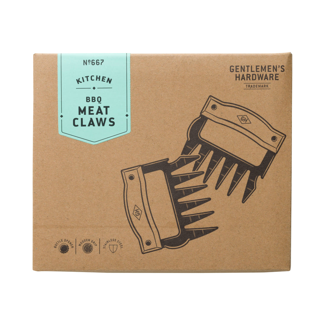 Box of Gentlemen's Hardware Kitchen BBQ Meat Claws and bottle opener 