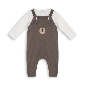 sweater knit overall baby set with a bear 