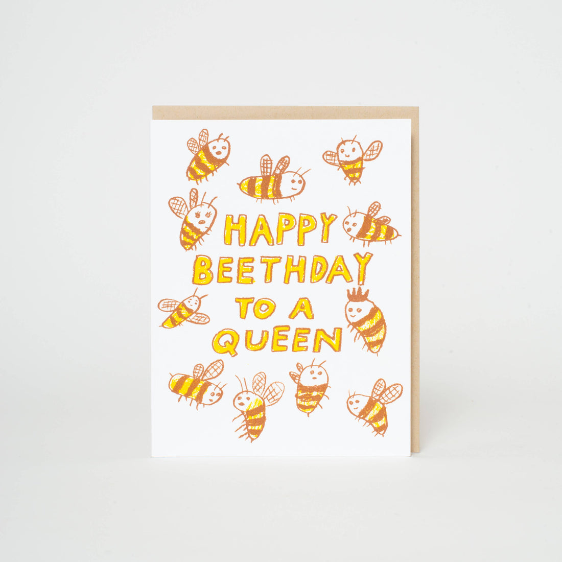 Greeting card with bees and 'Happy Birthday to a Queen' text 