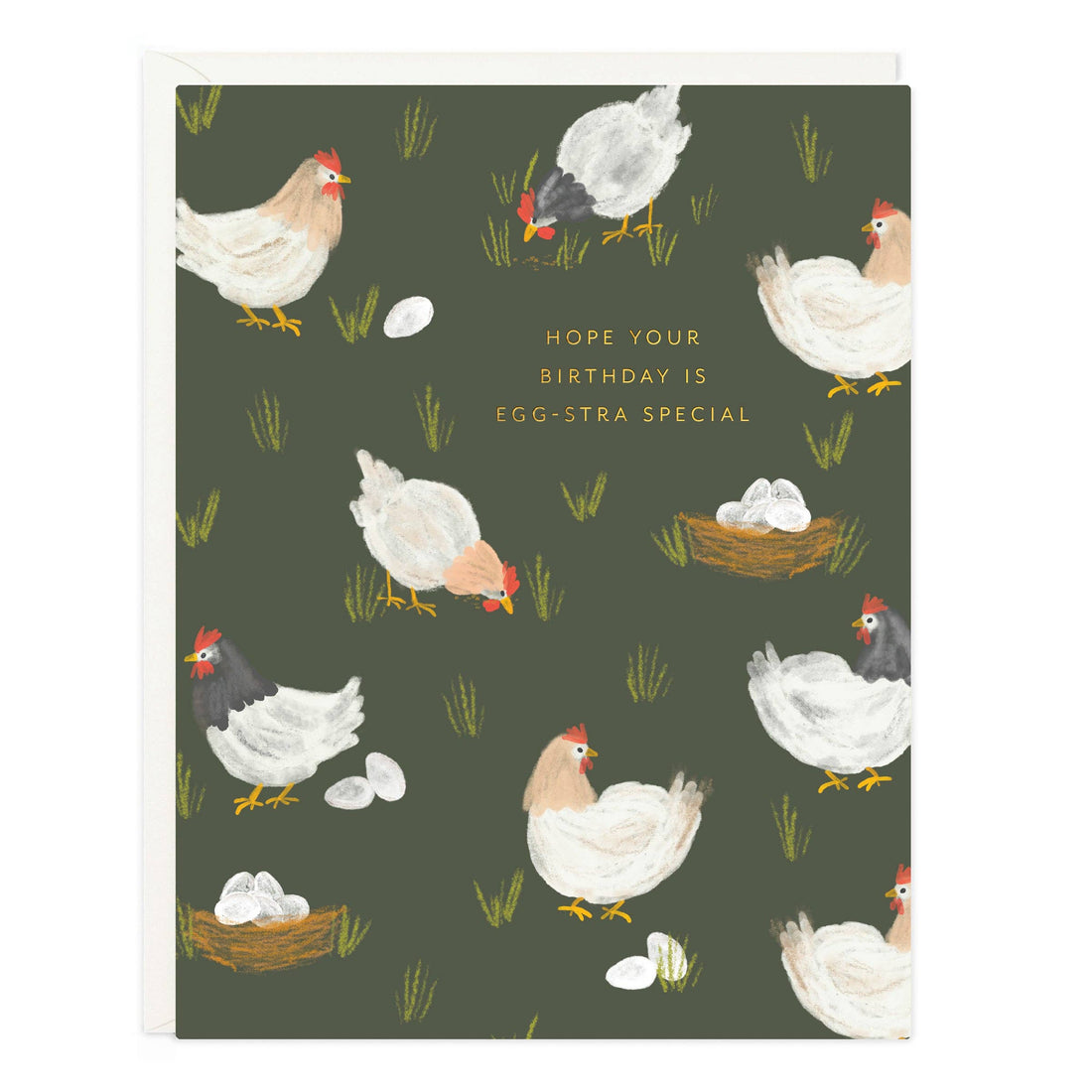 punny birthday card with chickens 