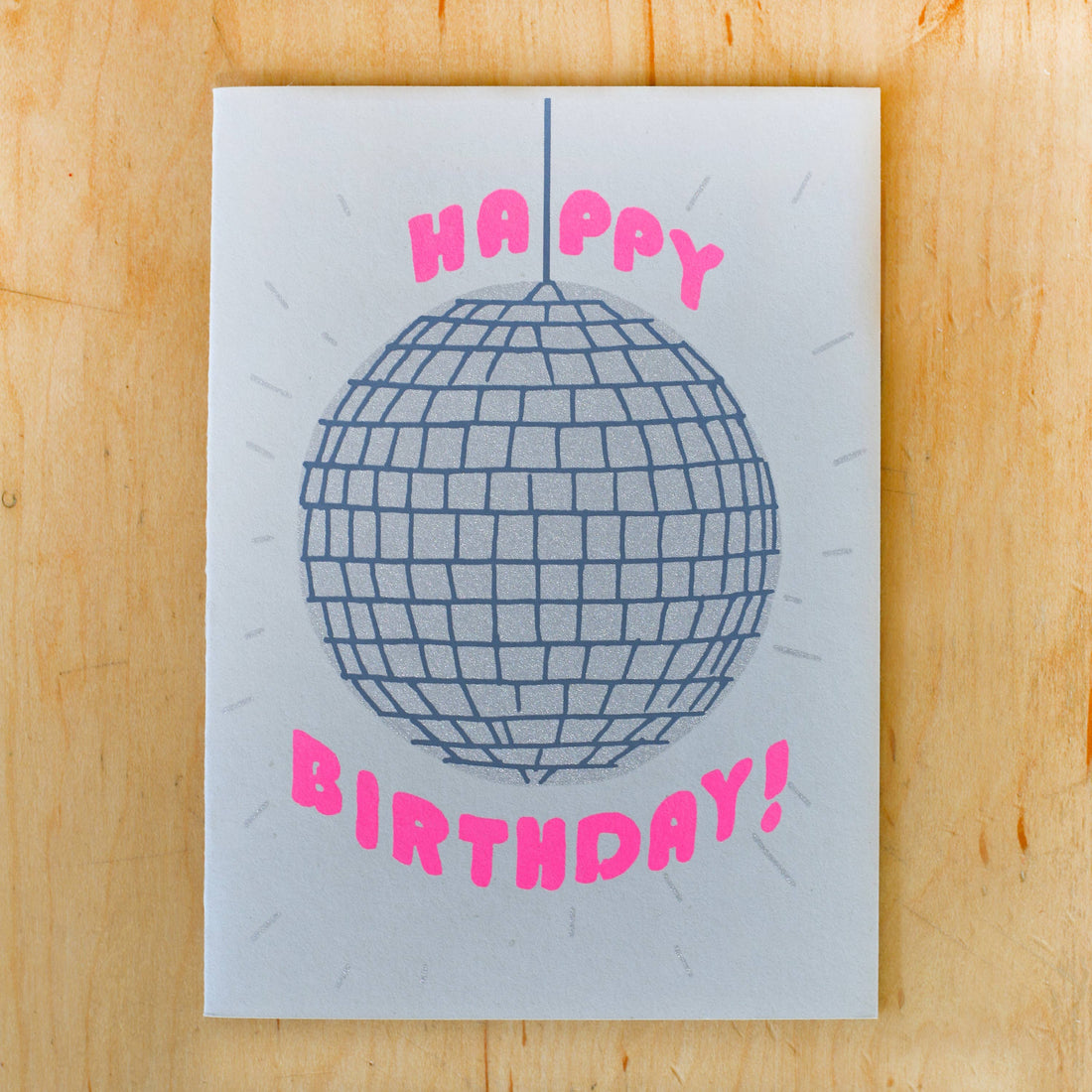 Birthday card with disco ball and 'Happy Birthday!' text 