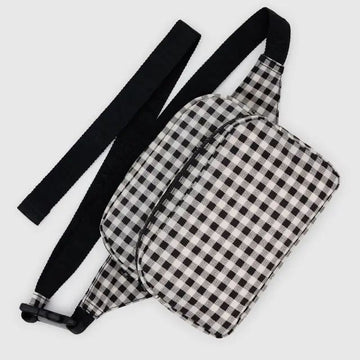 black and white gingham fanny pack baggu