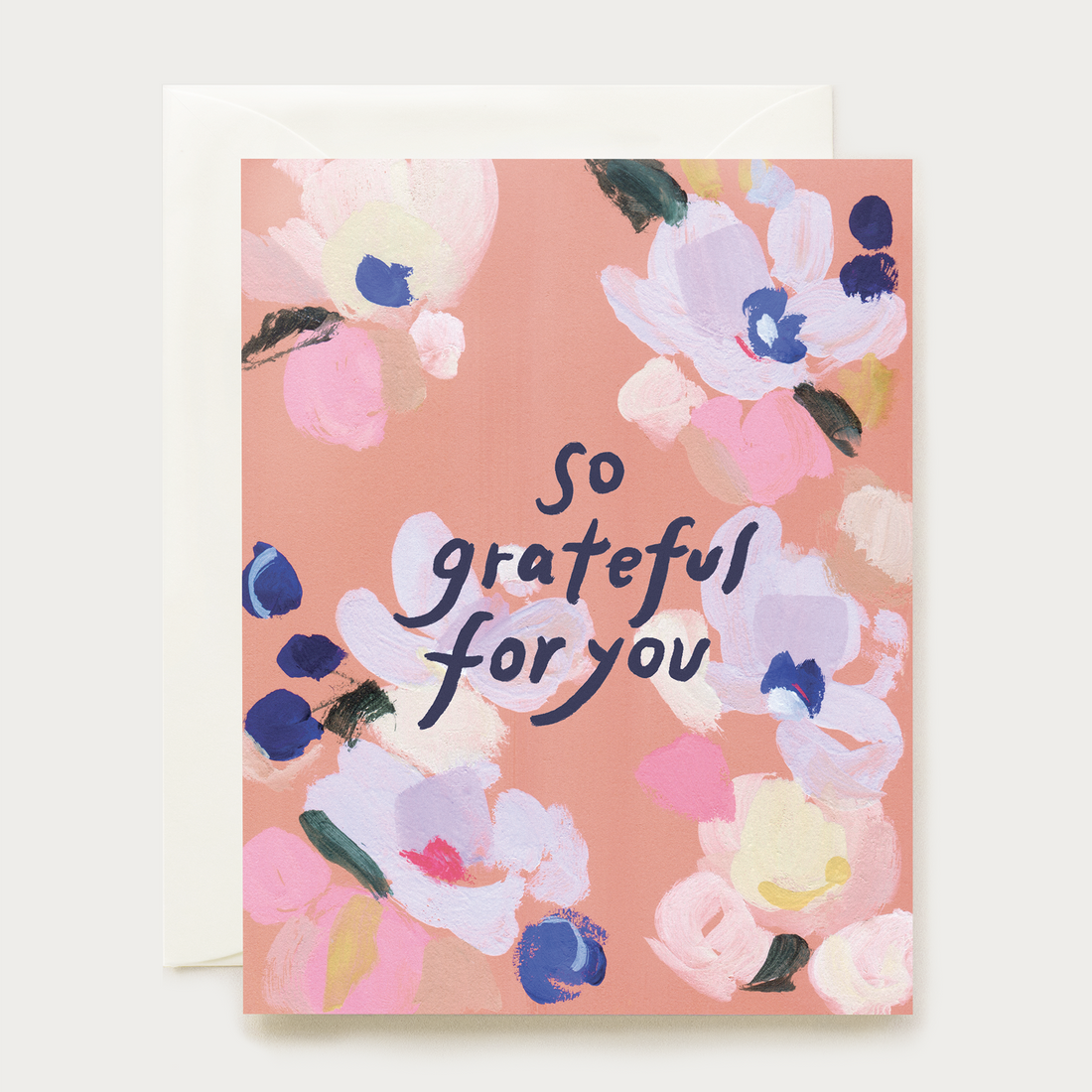 Floral card with 'So grateful for you' text 
