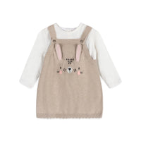 a tunic dress set for babies with a bunny on the front 