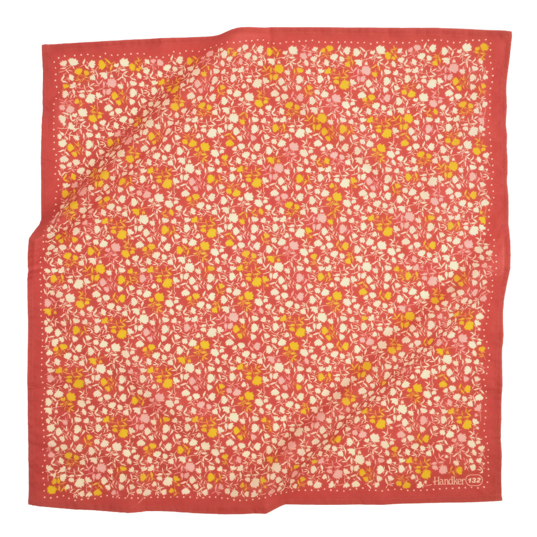 Floral patterned bandana with a red border 