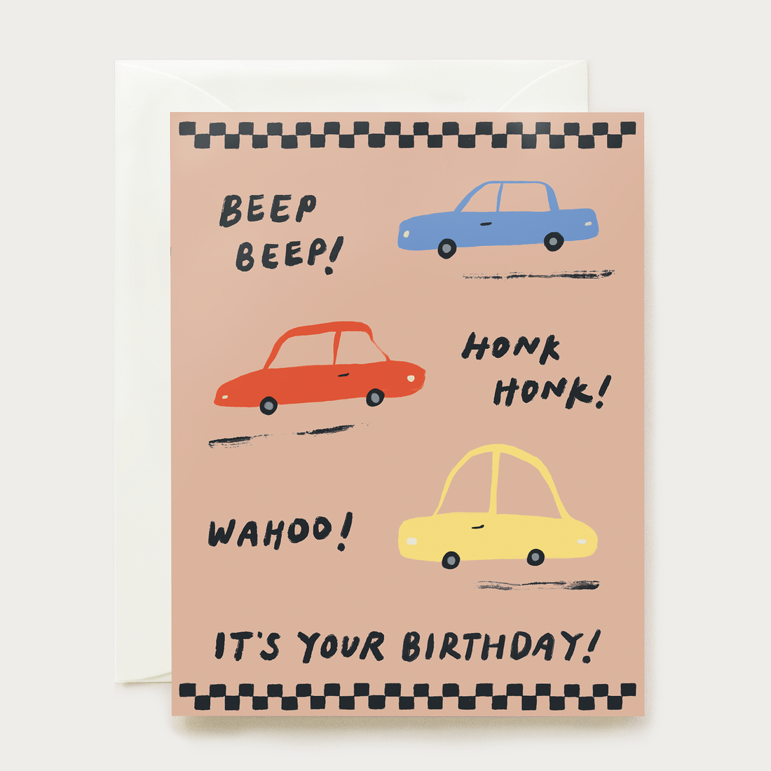 Birthday card with cartoon cars 