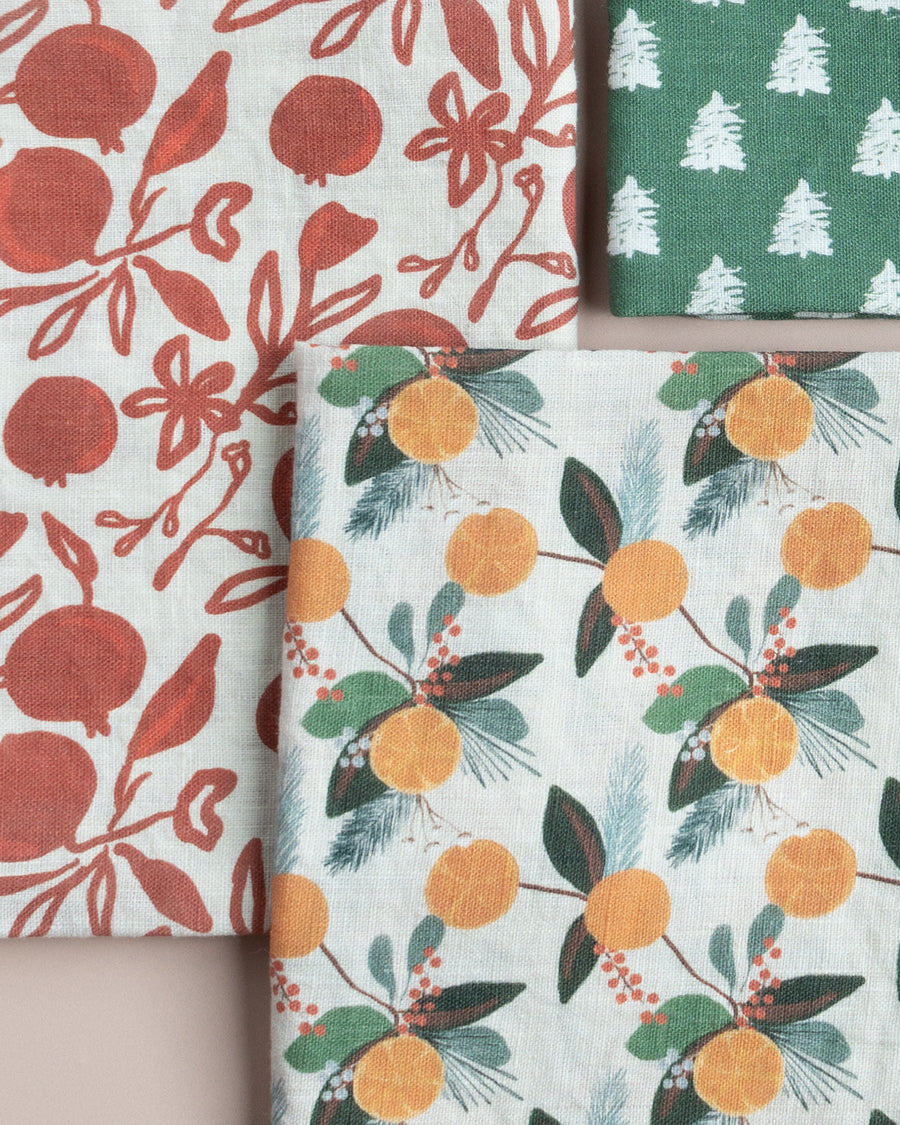 Linen Tea Towel - Pomegranate