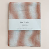 terracotta striped linen tea towel 