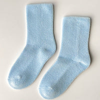 light blue fuzzy socks