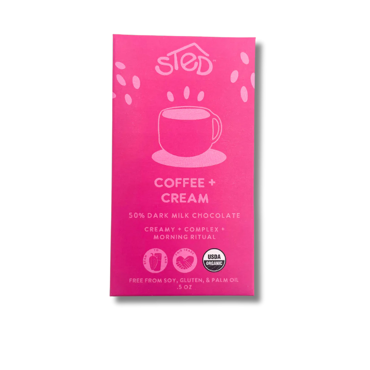 coffee and cream 50% dark chocolate bar soy gluten and palm oil free
