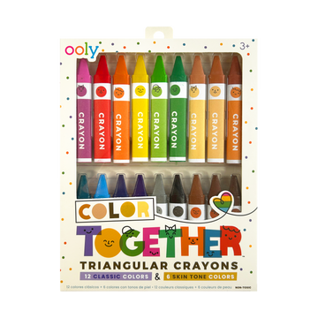 washable crayons 12 classic colors and 6 skin tone colors 