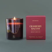 cranberry, balsam, fir, and red currant scented candle