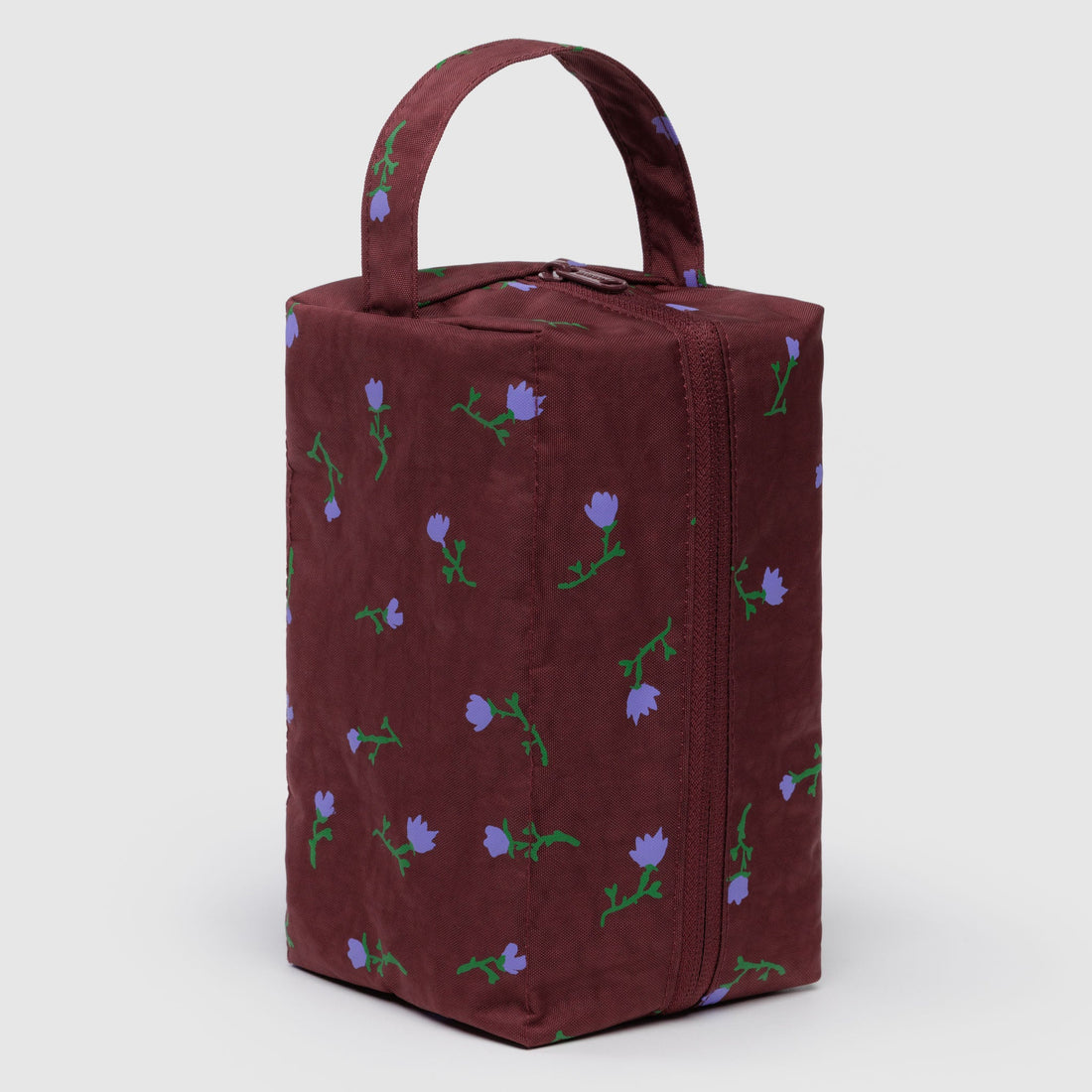mahogany toiletry bag with painted wildflowers baggu