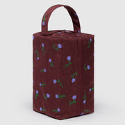 mahogany toiletry bag with painted wildflowers baggu
