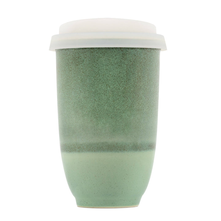 emerald green ceramic 12 oz travel mug