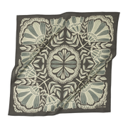 grey and cream cotton bandana with leaf pattern