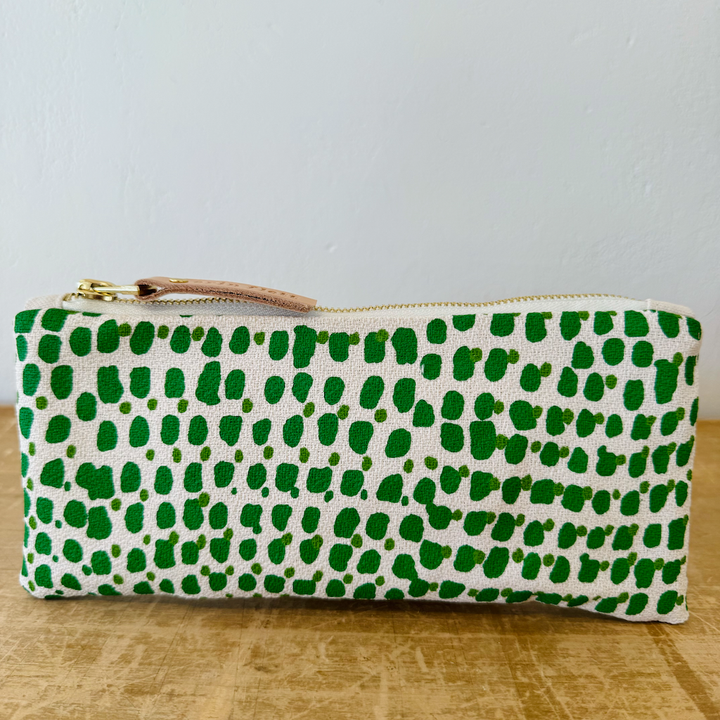 evergreen spotted patterned pencil pouch
