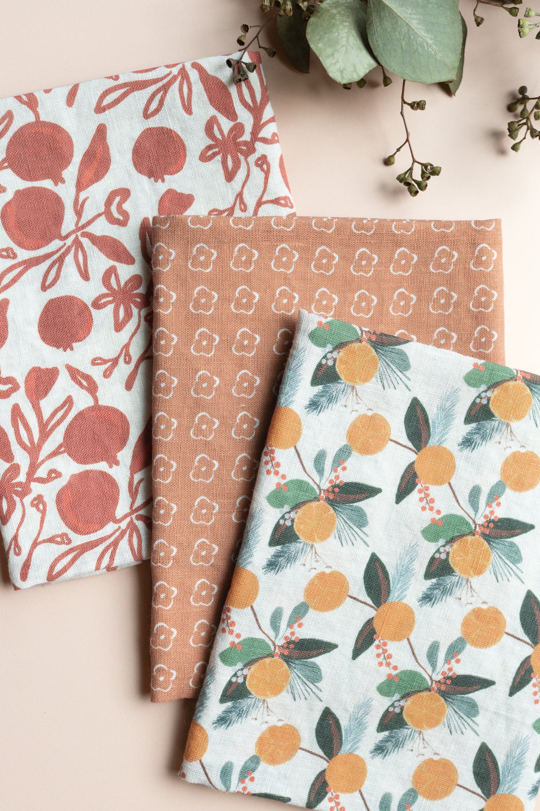 Linen Tea Towel - Winter Citrus