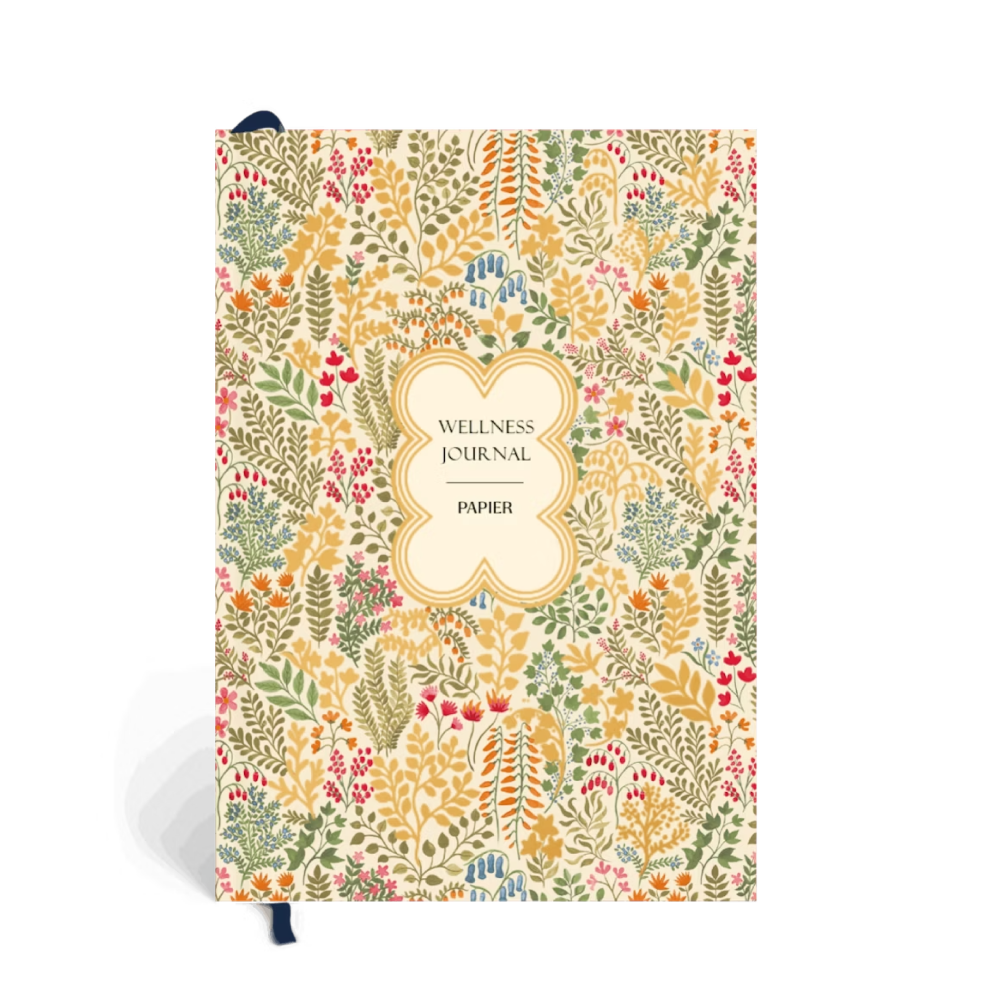 guided wellness journal to track sleep, energy levels, intentions with gold foiling