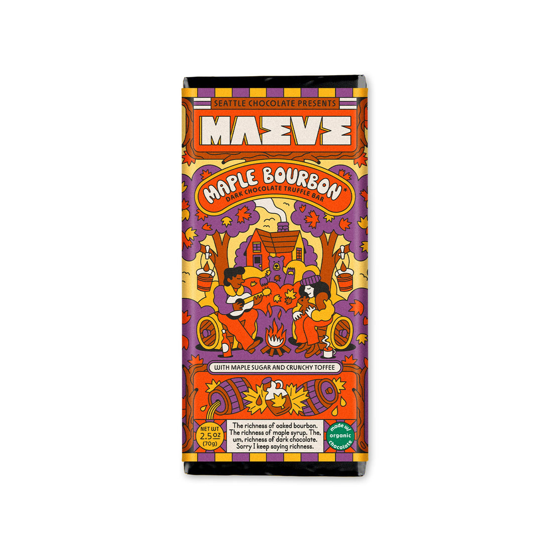 maple bourbon truffle chocolate bar with toffee 