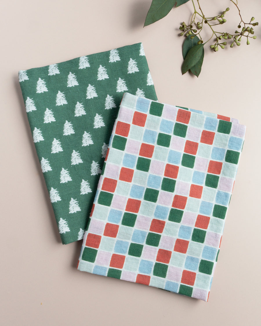Linen Tea Towel - Evergreen Spruce