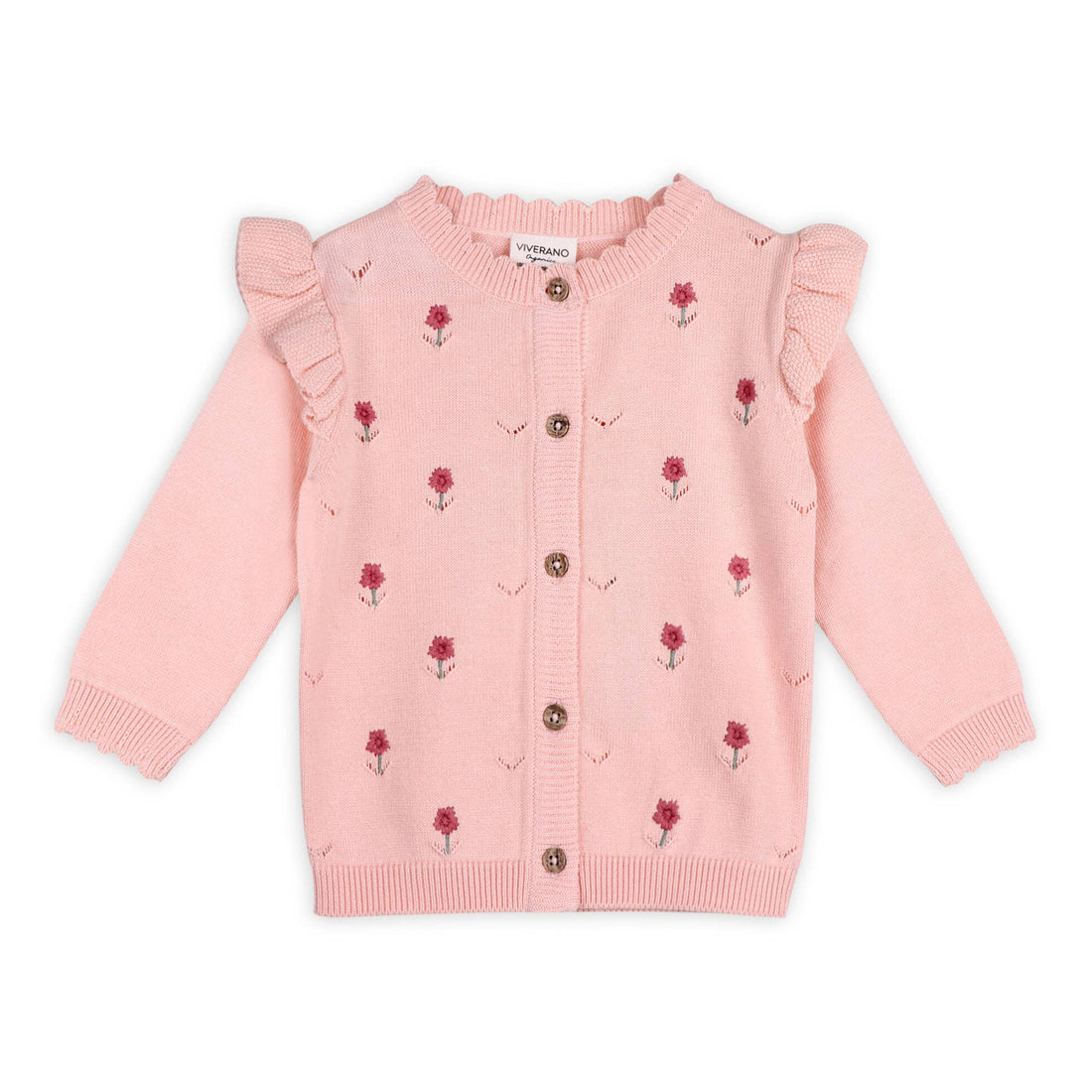 pink floral knit baby cardigan 