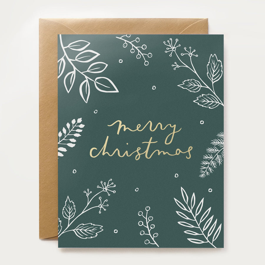 Forest Foliage Merry Christmas Card