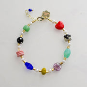 Colorful beaded bracelet with heart charm 