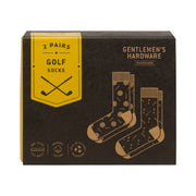 2 pairs of golf themed socks in a gift box 