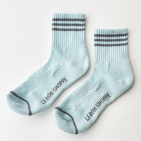 Light blue le bon shoppe socks with striped pattern 