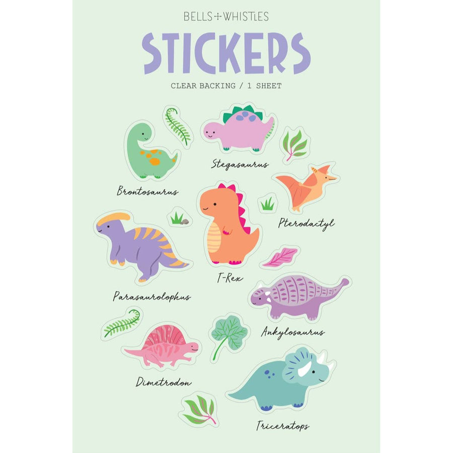 clear stickers in the theme of dinosaurs