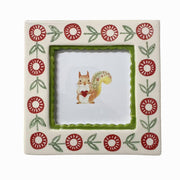 Decorative hand painted ceramic picture frame with a floral pattern 
