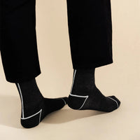 sporty mens crew socks in black with white threading