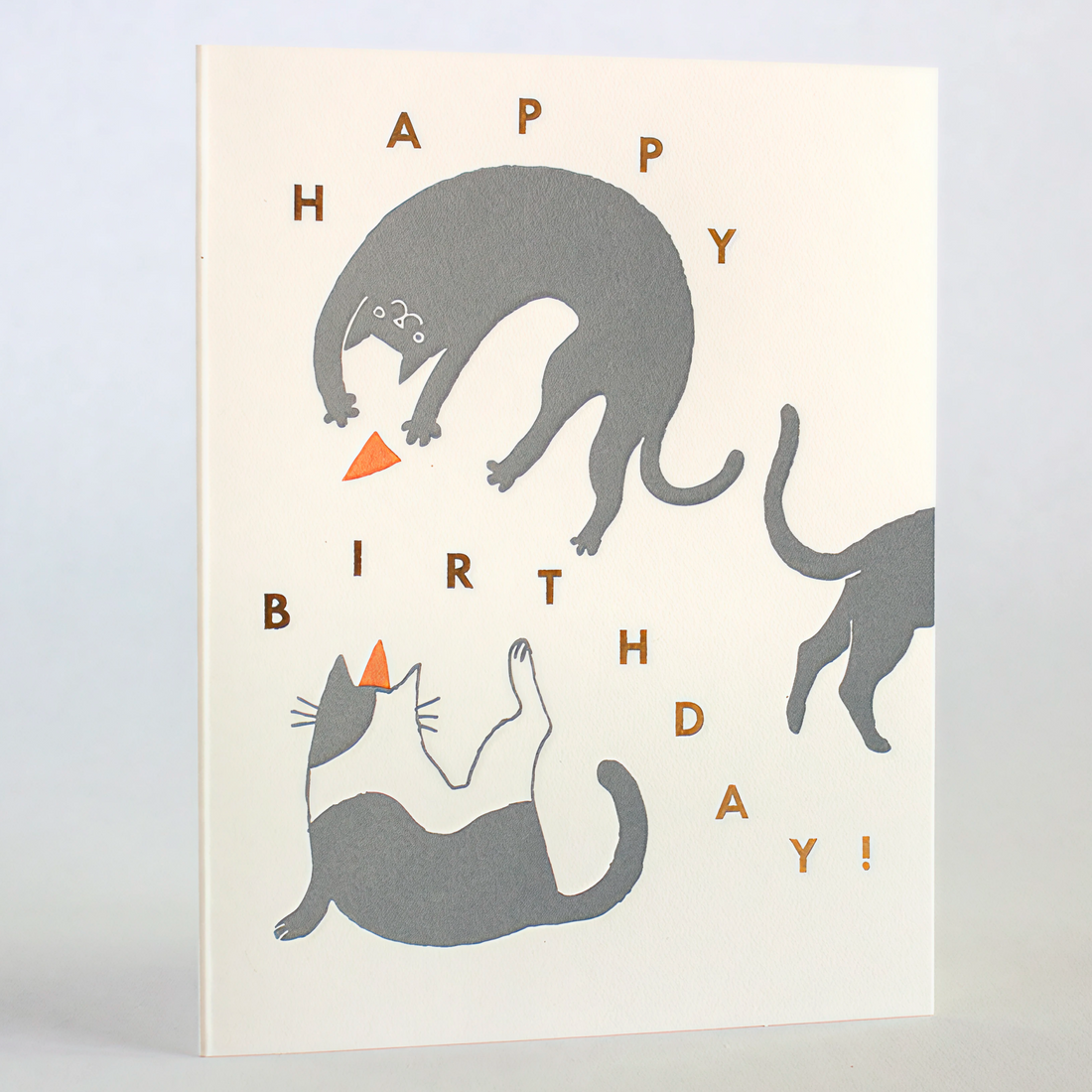 Birthday card with cats and 'Happy Birthday!' text 