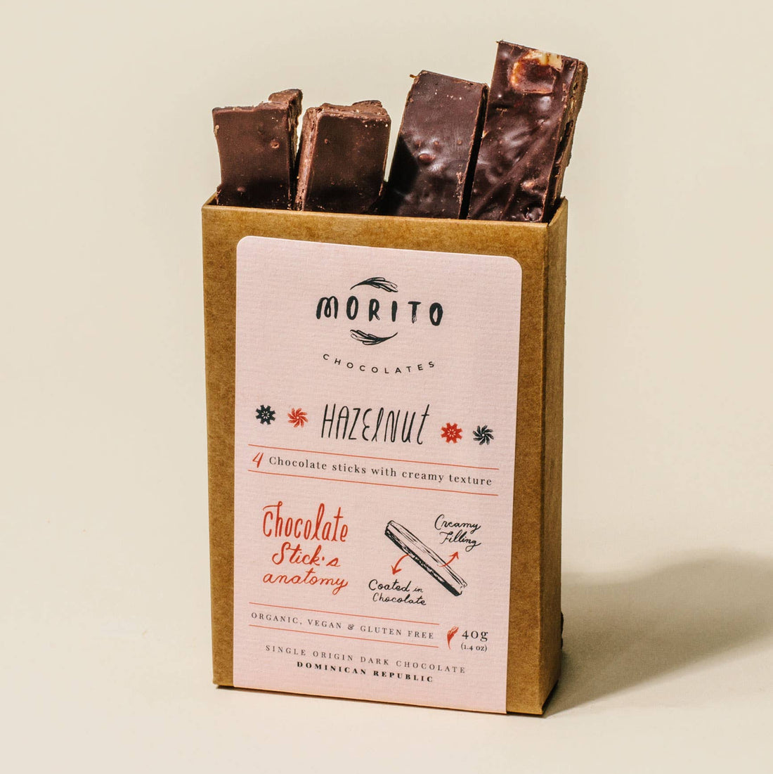 Morito Chocolates hazelnut chocolate sticks 