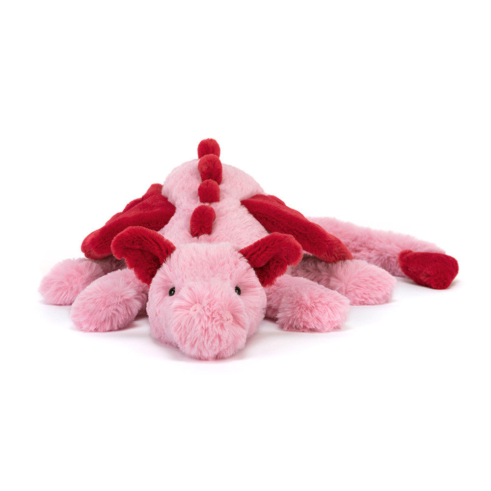 Pink and red plush dragon toy jellycat