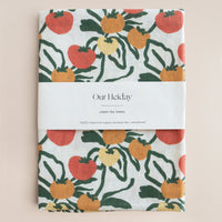 tea towel with heirloom tomato pattern our heiday