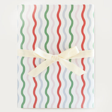 wavy ribbon patterned colorful gift wrap roll