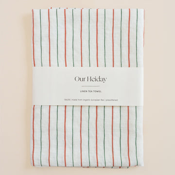 holiday linen tea towel our heiday holiday stripes