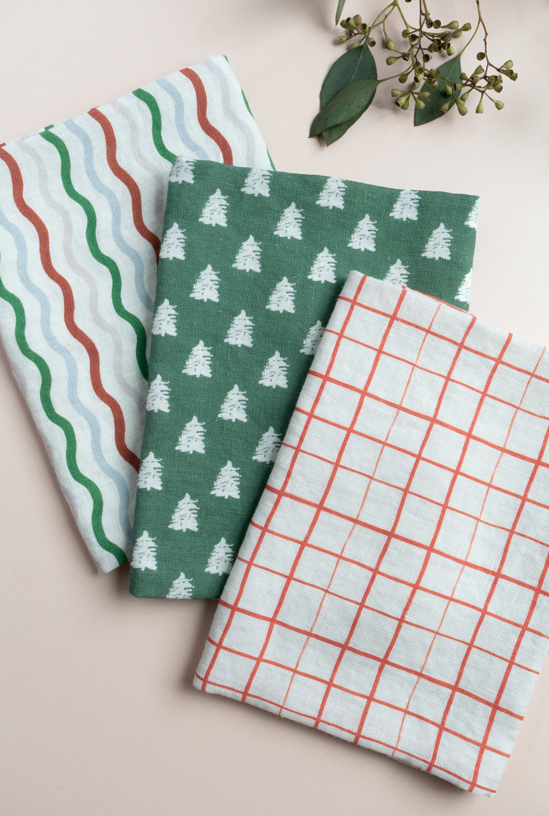 Linen Tea Towel - Evergreen Spruce