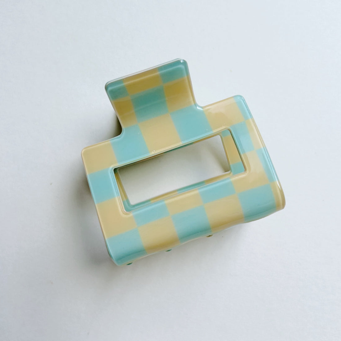 Checkered Small Hair Claw - Butter