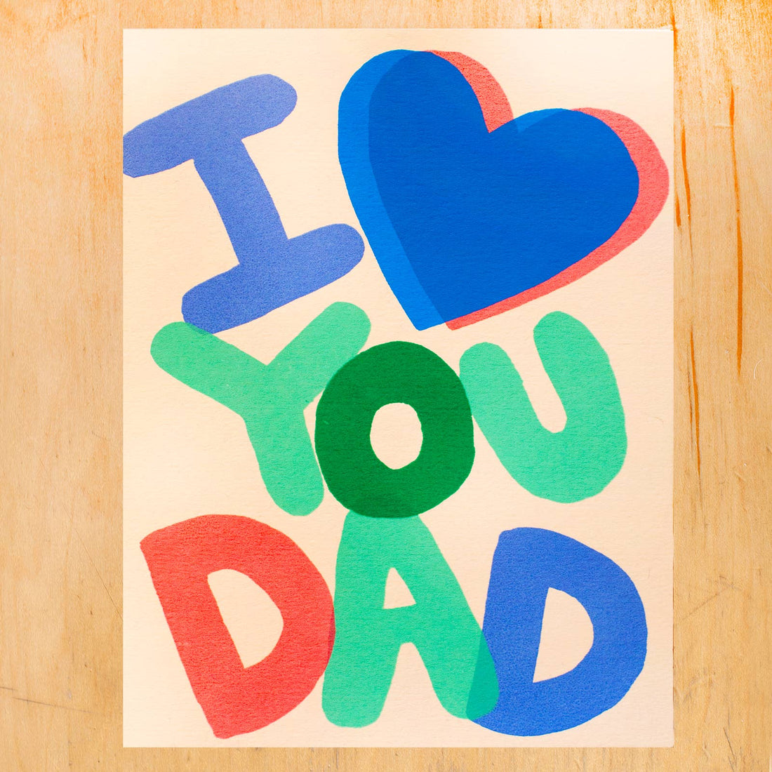 Colorful 'I ❤️ YOU DAD' text fathers day card 