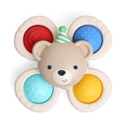 fidget spinner for babies with a suction base with a bear in a party hat