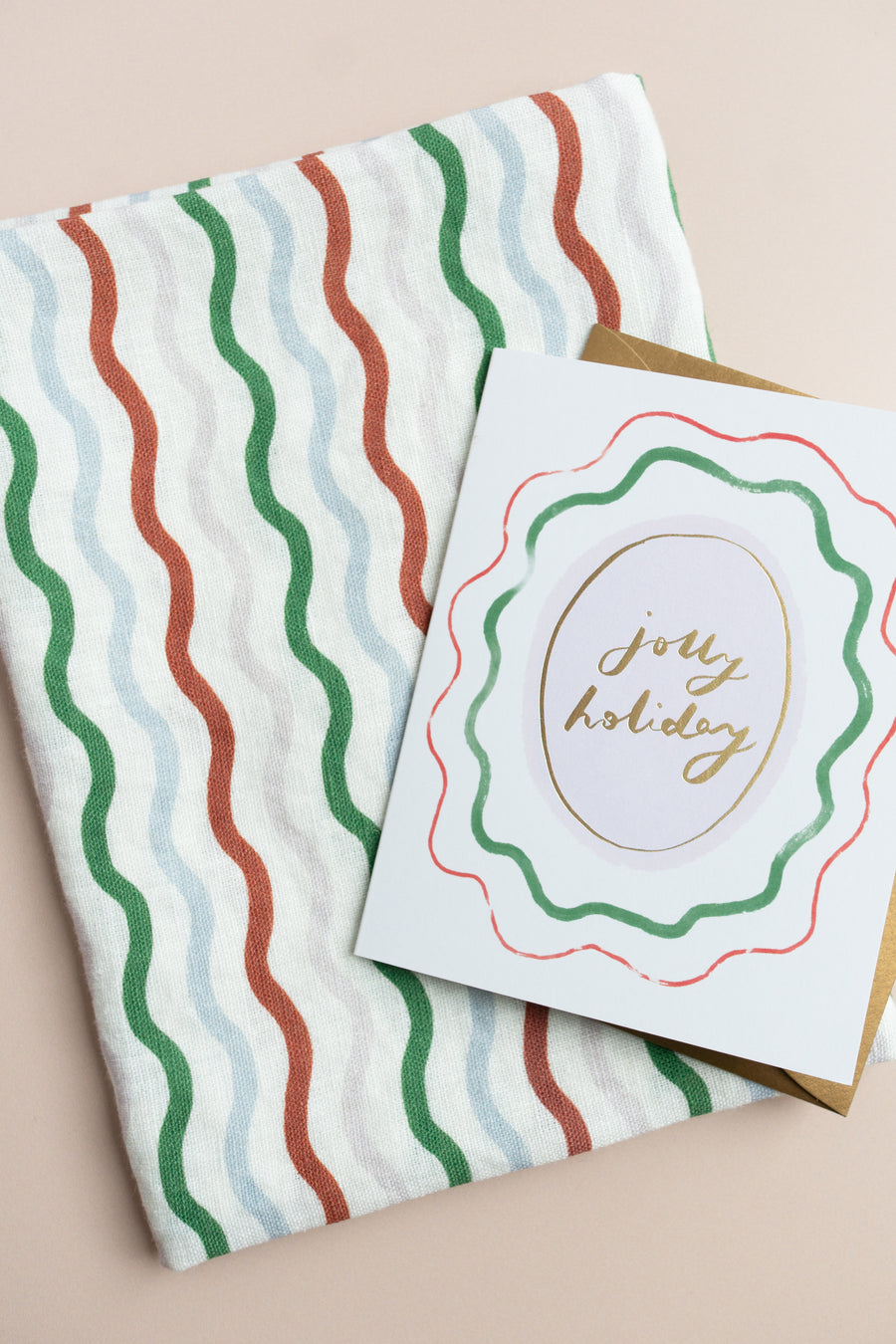 Linen Tea Towel - Holiday Ribbon