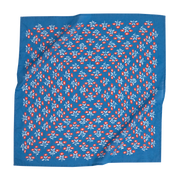 Blue cotton bandana with red and white floral pattern